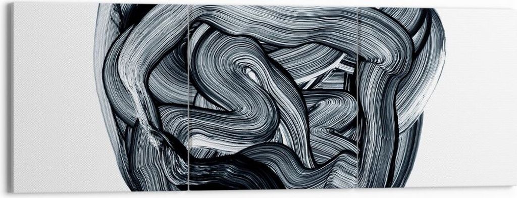 Bild auf Leinwand - Leinwandbild - 3 Teile - Abstraktion schwarz verschwommen - 150x50cm - Wand Bild - Wanddeko - Wandbilder - Leinwanddruck - Bild...