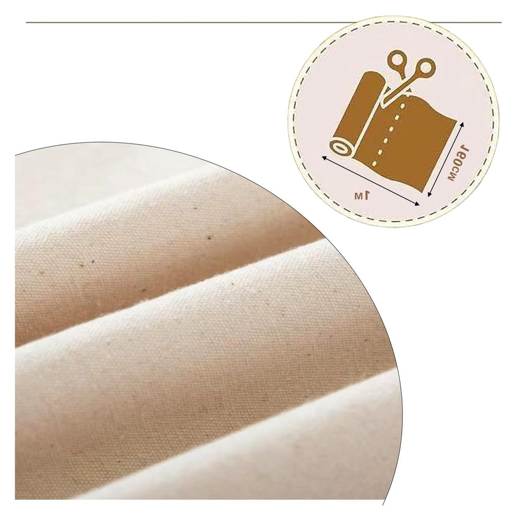 Baumwollstoff Meterware Segeltuch Dick Canvas Stoff Weich Langlebig Dekostoff zum Nähen (Natur, 100CM)