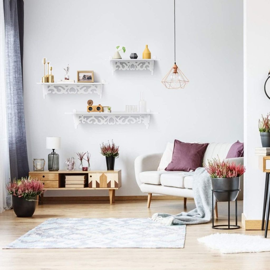 3er Wandregal Holz Schweberegal Hängeregal - Bücherregal für Wohnzimmer Schlafzimmer