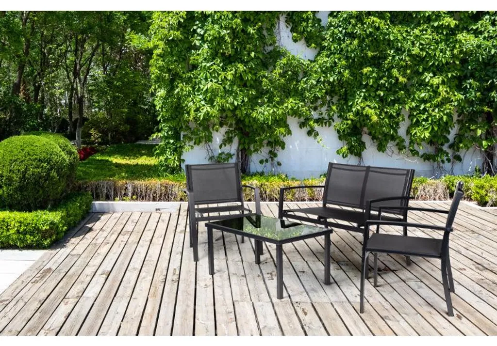 Ensemble de mobilier de jardin en métal : table, banc et 2 fauteuils