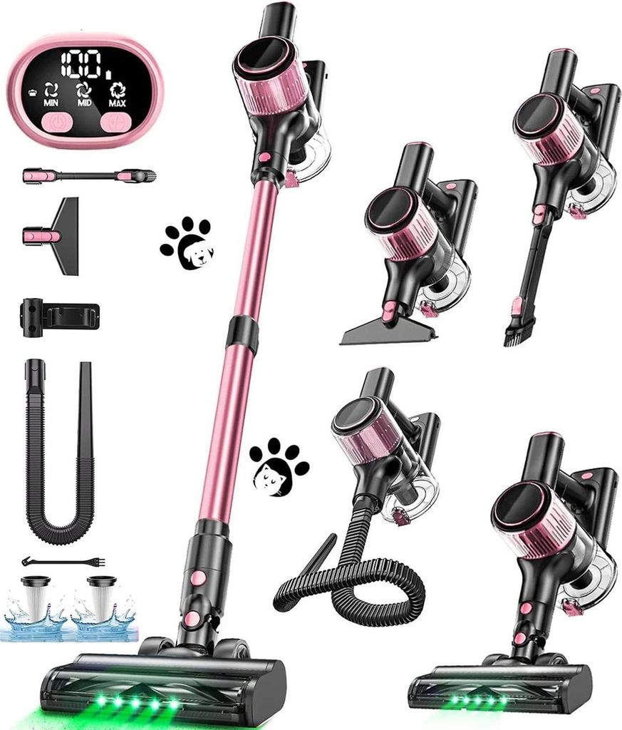 Kabelloser Staubsauger, 10-in-1 Vielseitigkeit, Leichtes Design, Rosa, EU