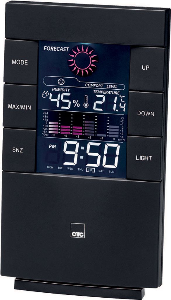 CLATRONIC Wetterstation WSU 7024 mit Uhr schwarz