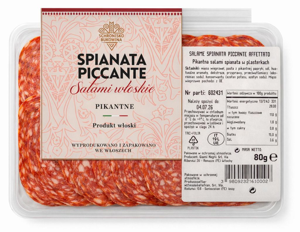 Saucisson sec épicé "Spianata", 80 g Image du produit 
