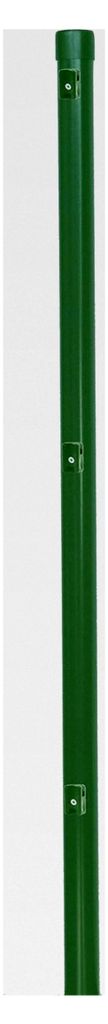 Metallzaunpfosten Ø 34 mm – 120 cm – Moosgrün RAL 6005 – Pfosten für Maschendrahtzaun bis 100 cm – inkl. 3 Spanndrahthalter und Kappe ...