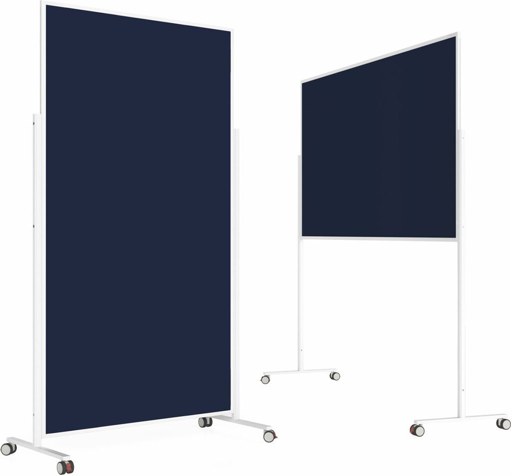 Magnetoplan Pinnwand Moderations- Präsentationswand VarioPin mobil - Zweiarmfuß mit 4 Rollen - 100x180cm (BxH) - Dunkelblau - Filz