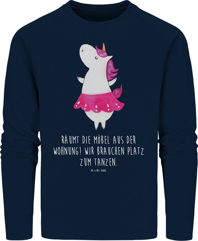 Mr. & Mrs. Panda Baumwoll Pullover Einhorn Ballerina Größe XL - French Navy - Geschenk, Geburtstag, Sweatshirt, Unicorn, Tanzen, Sweater, Lebensf...