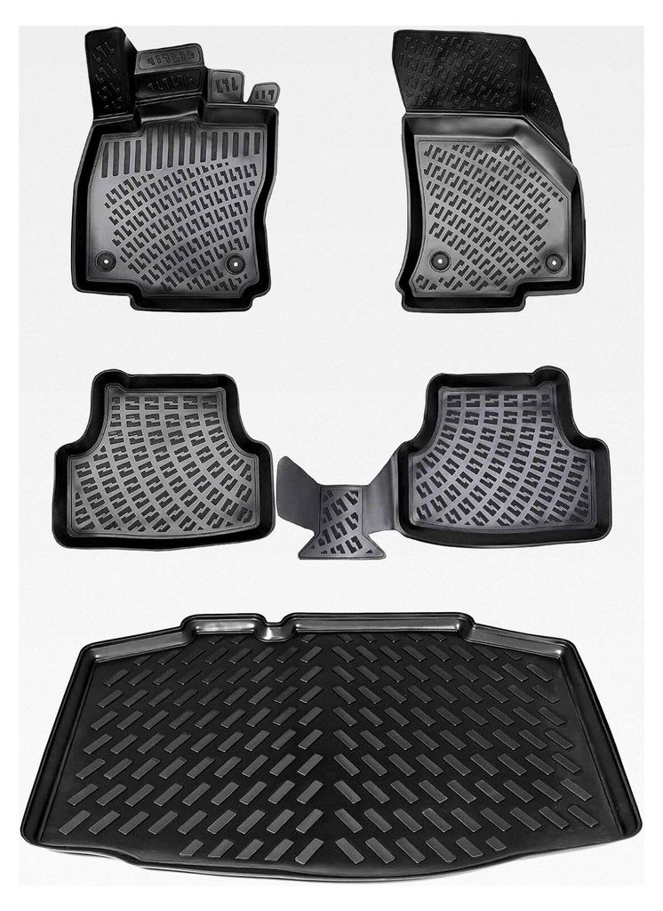 3D Gummimatten und Kofferraumwanne Set für SEAT Ibiza 5 (V) ab 2017 (Vertiefter Standard Ladeboden) Nicht geeignet für variablen Ladeboden | Anti...