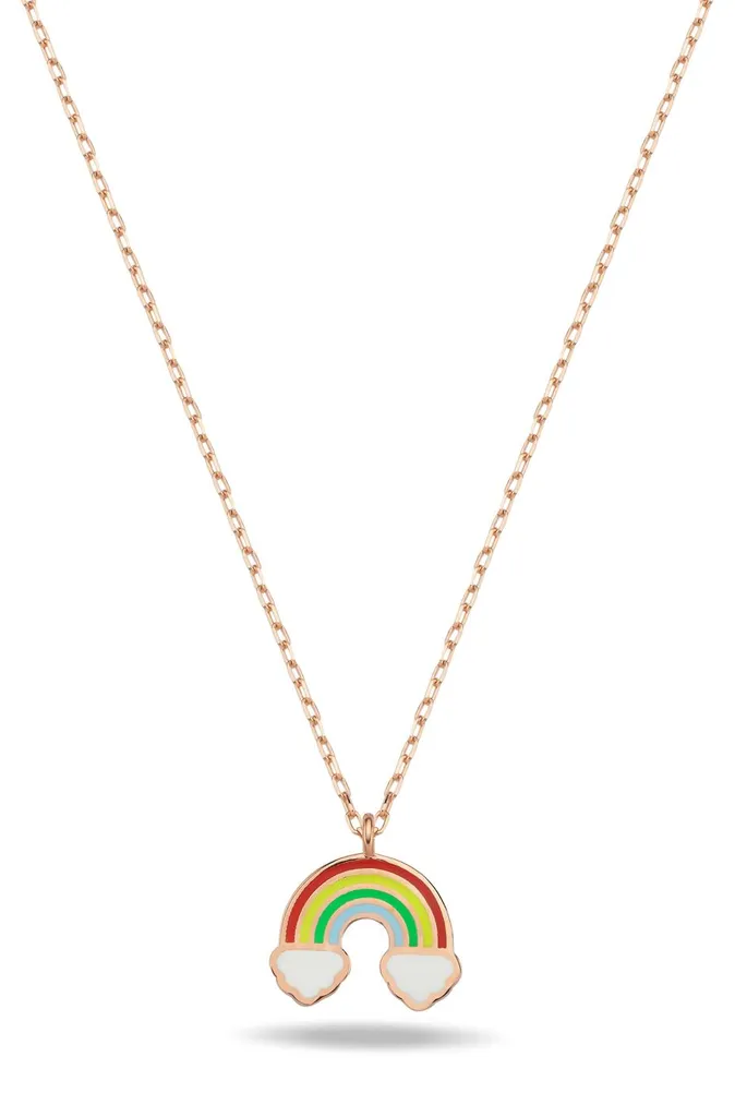 Collier arc-en-ciel argent 925 or rose - Bijou durable anti-ternis