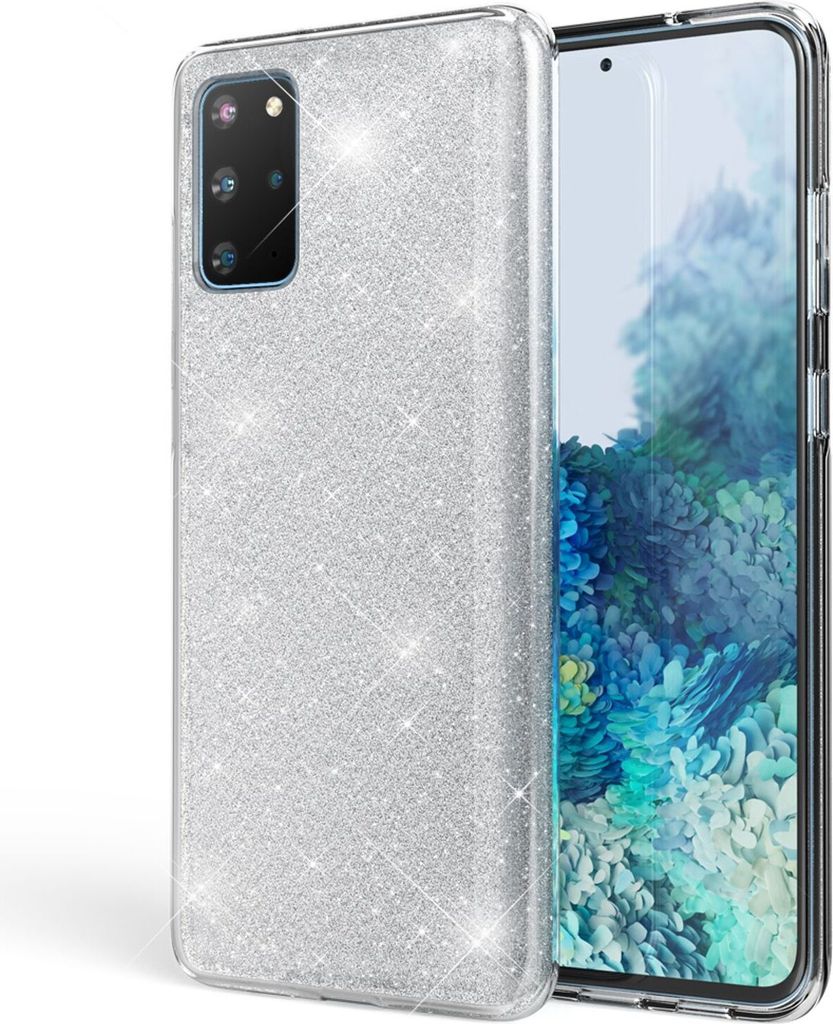 NALIA Glitter Case für Samsung Galaxy S20 Plus, Diamant Schutz Hülle Handy Etui Silber