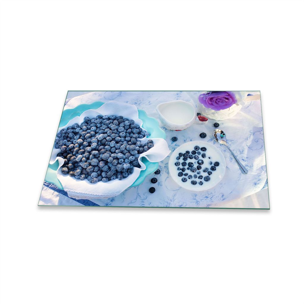 Herdabdeckplatte Glaskeramik 1 Teilig 80x52 Obst Blau Abdeckung Glas Spritzschutz Deko