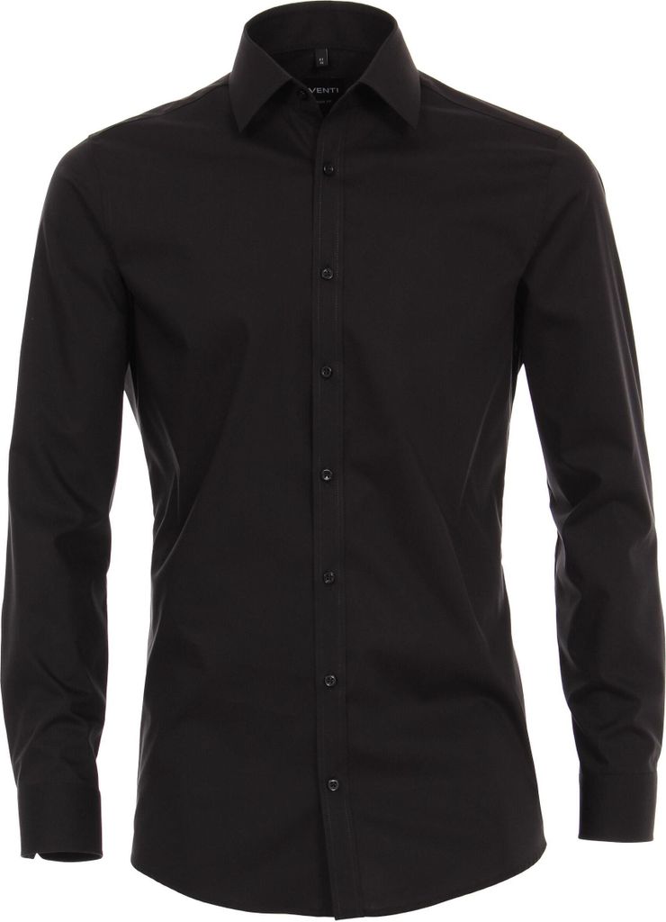 VENTI Herren Businesshemd Extralanger-Arm 69er Kent Body-Fit Schwarz 41