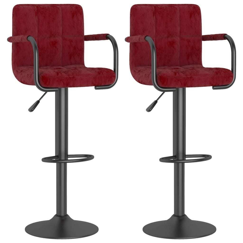 vidaXL Tabouret de bar 2 pcs. Velours rouge vin Image du produit 