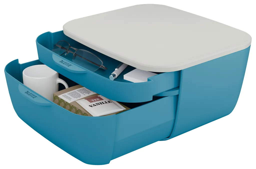 Module de Rangement 2 Tiroirs Cosy Leitz Bleu Mat en Polystyrène Rigide