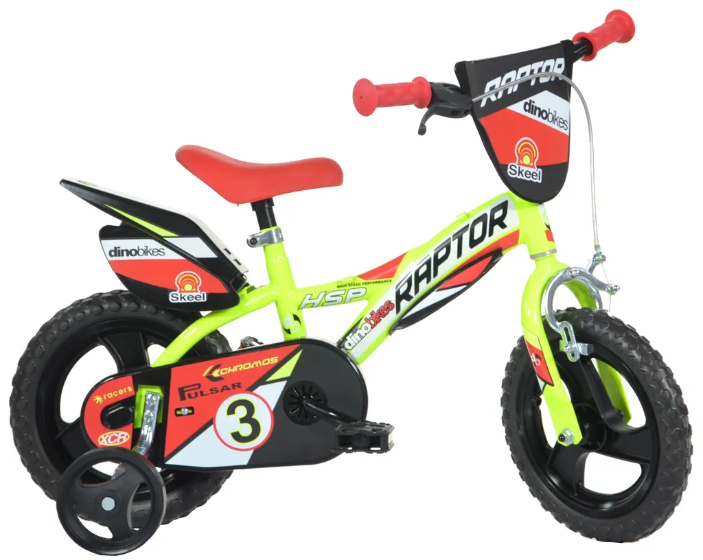 Vélo Dino 12 pouces jaune 2024 : fini la peur de l'équilibre enfant