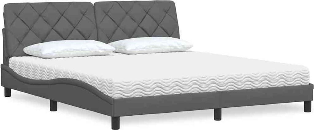 "2026 Promotion" Bett mit Matratze - Dunkelgrau - 180x200 cm - Stoff - Polsterbett CC16936