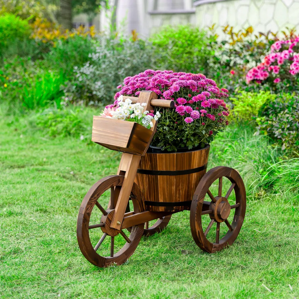Support de Fleurs pour Décoration Extérieure - Design Tricycle Bois