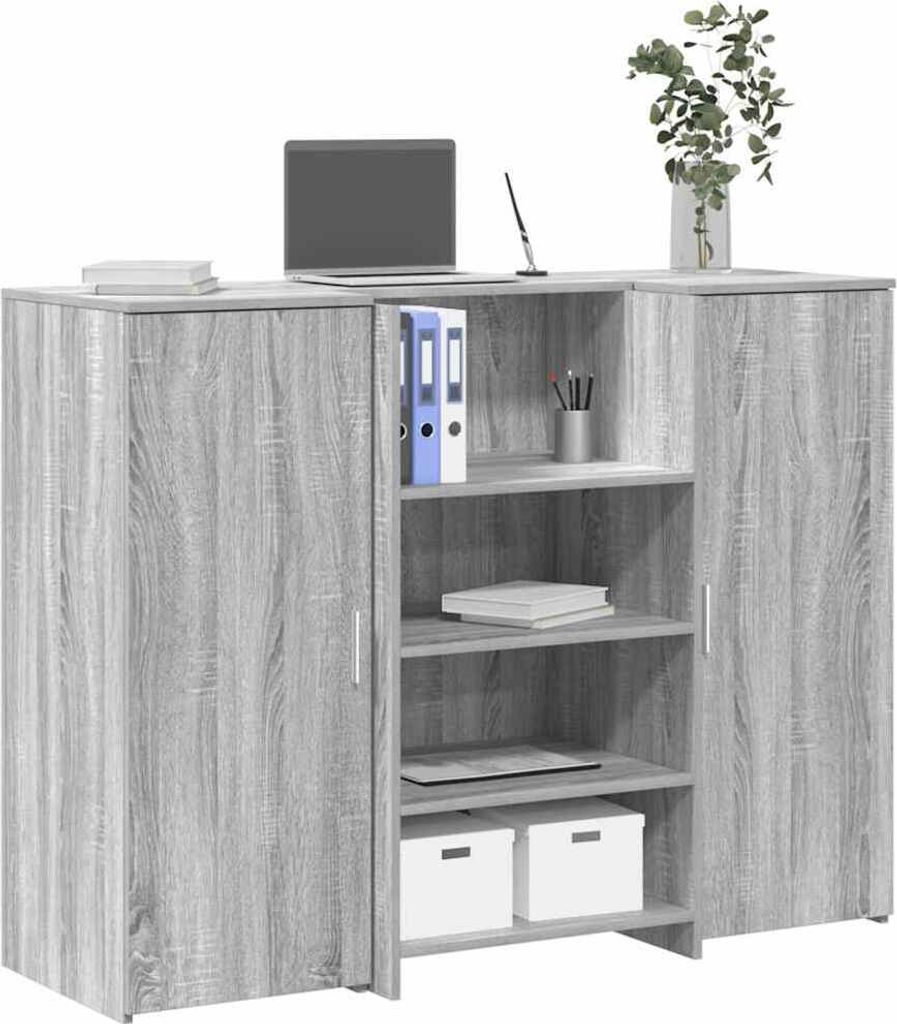 HOMMIE Empfangstheke - elegantes Design - Rezeptionstresen/Bürotisch - Grau Sonoma 135x50x103,5cm Holzwerkstoff Promotion323474 - Schreibtische