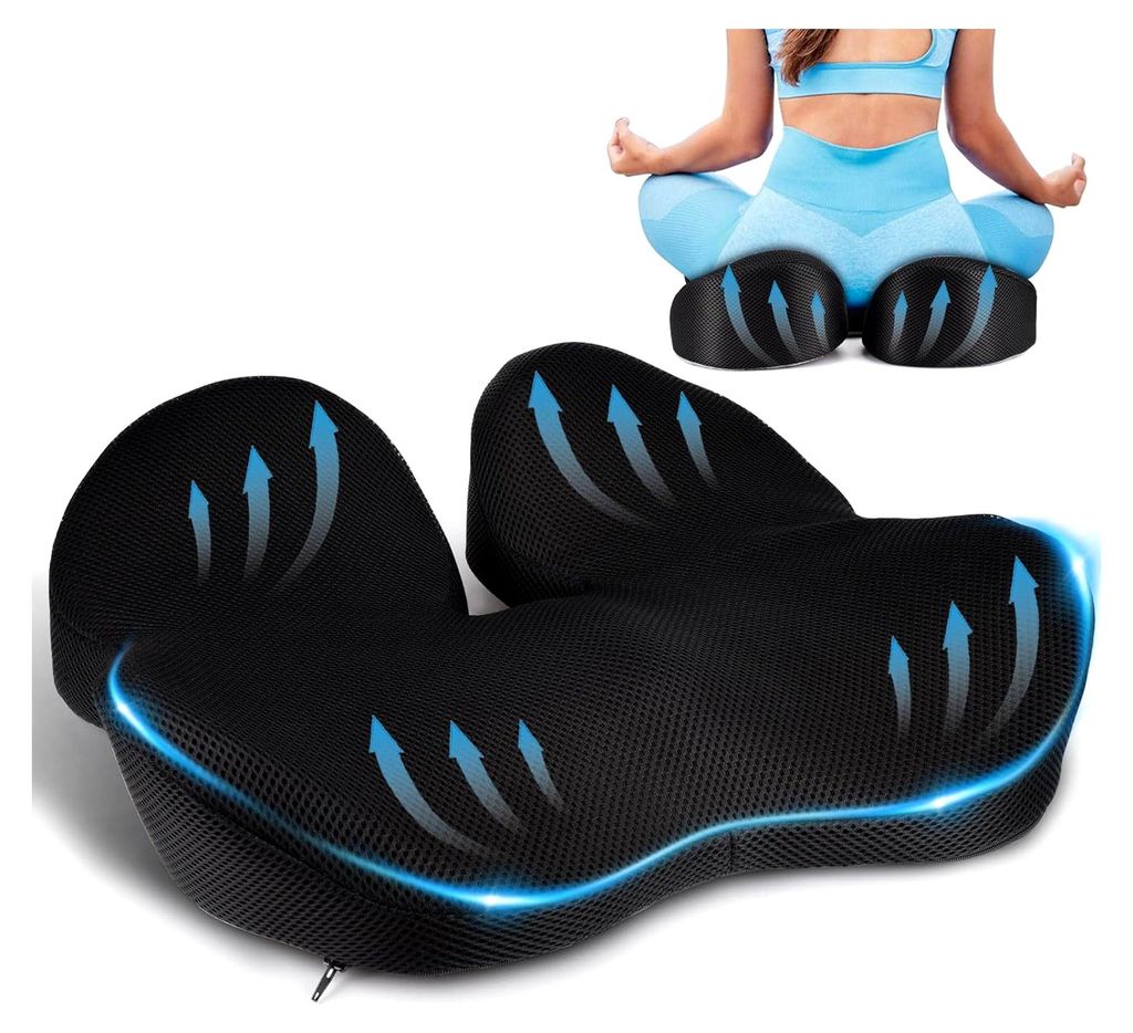 Orthopädisches Sitzkissen, Steißbeinsitzkissen für Auto, Sofa, Büro und Rollstuhl (Schwarz)