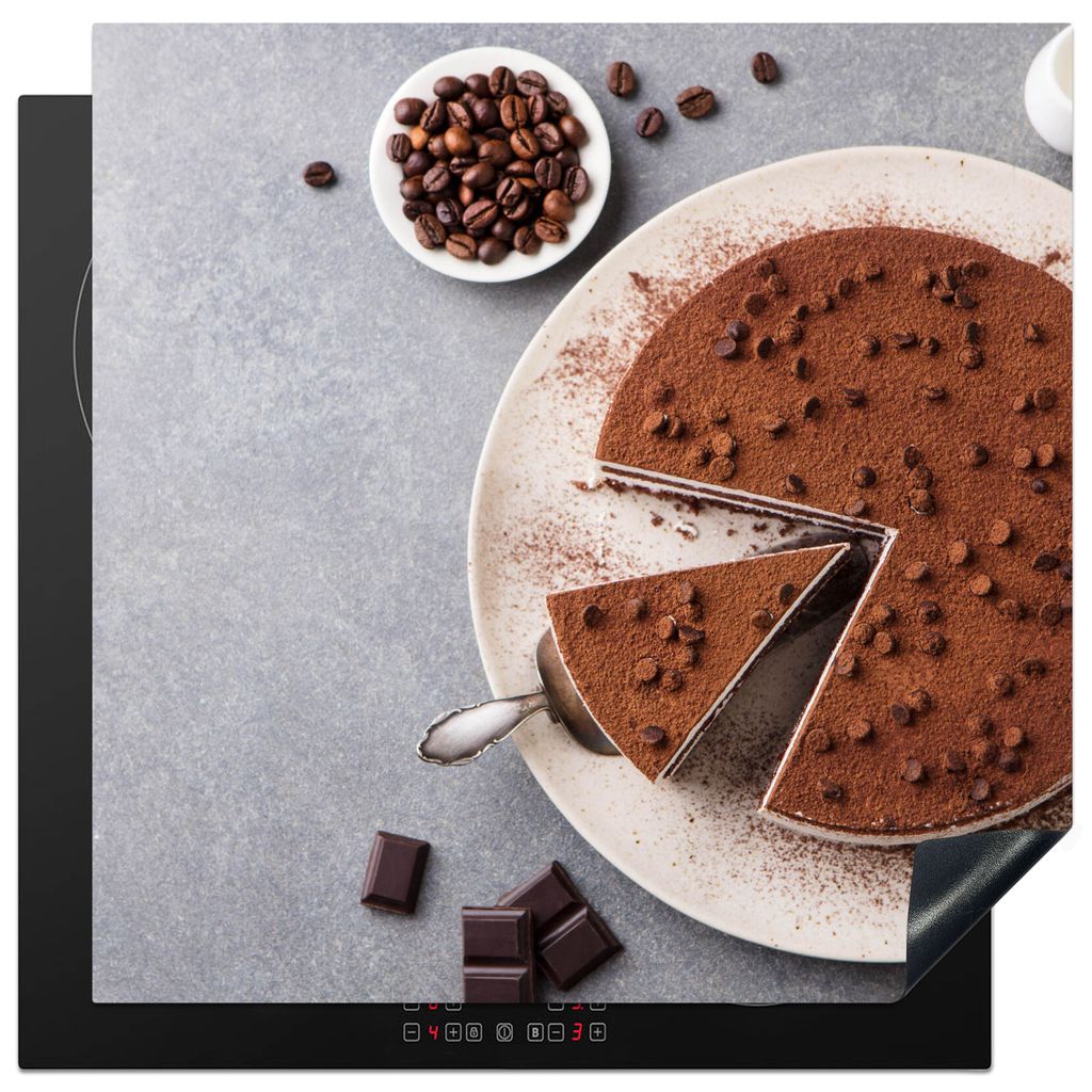 KitchenYeah Herdabdeckplatte Torte - Schokolade - Kaffee , 78x78cm, Küche Deko, Glaskeramikkochfeld Herdabdeckung, Abdeckplatte fùr Kochfeld