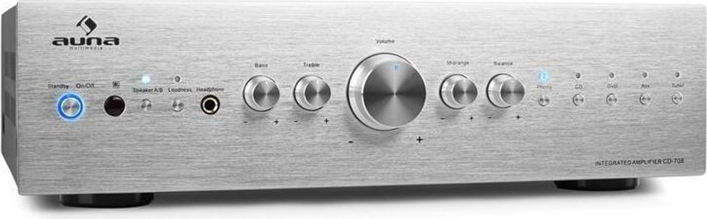 Auna Verstärker, HiFi Stereo Mini Verstärker, HiFi-Verstärker mit Bass & Treble Regler, 2 Kanal Audio-Verstärker, Stereo-Verstärker Lautsprech...