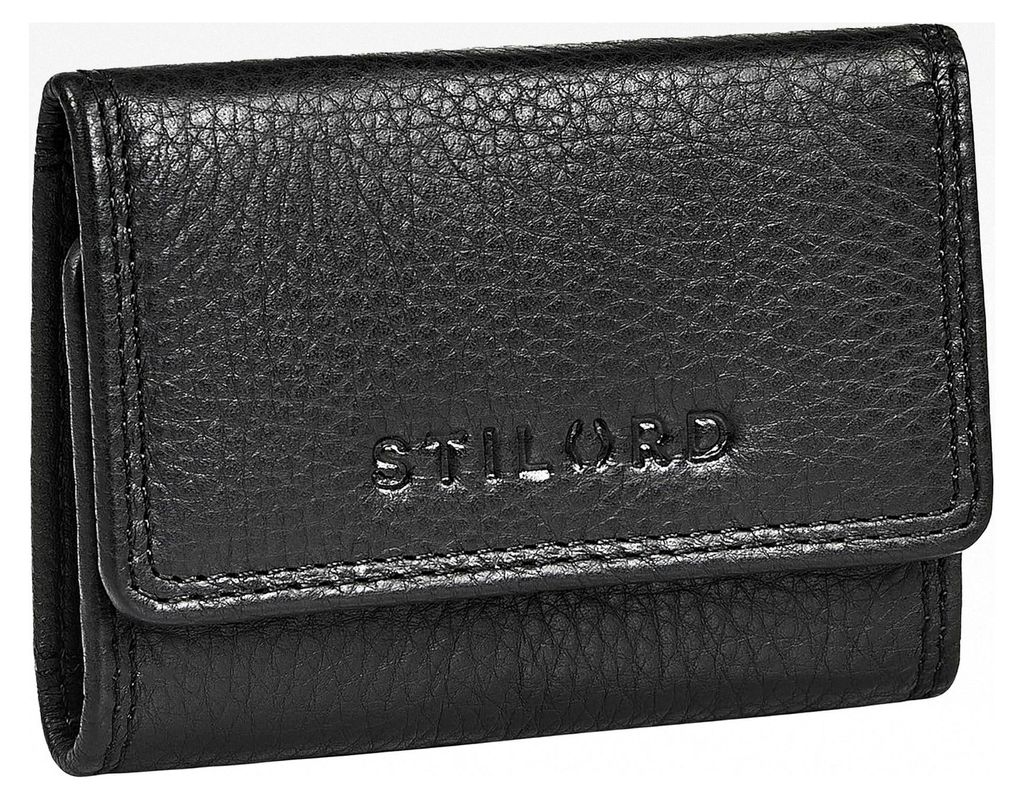 Kleines Damen Portemonnaie aus Leder mit RFID-Schutz in Vintage-Optik - ideale Größe für Hosentasche und Handtasche, Farbe: schwarz