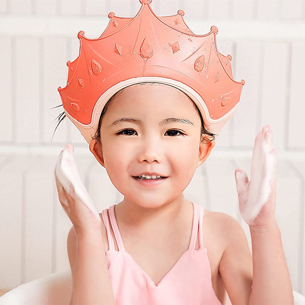 0-6 Jahre weicher Schutzhut Duschhaube Baby Badekappe Krone für Kinder verstellbare Duschhaube für Kinder Sicherheitsvisierhut für Kleinkinder