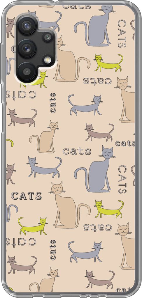 MuchoWow Handyhülle Schutzhülle Hülle für Telefoonhoesje Samsung Galaxy A32 5G Muster - Katze - Zitat - Jungen - Mädchen - Kinder - Kind Sil...