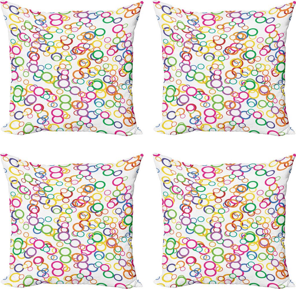 ABAKUHAUS Regenbogen Kissenbezug Set (4 Stück), Farbige geometrische Kreis, Moderner Doppelseitiger Digitaldruck, 50 cm x 50 cm, Lavendel Salmon