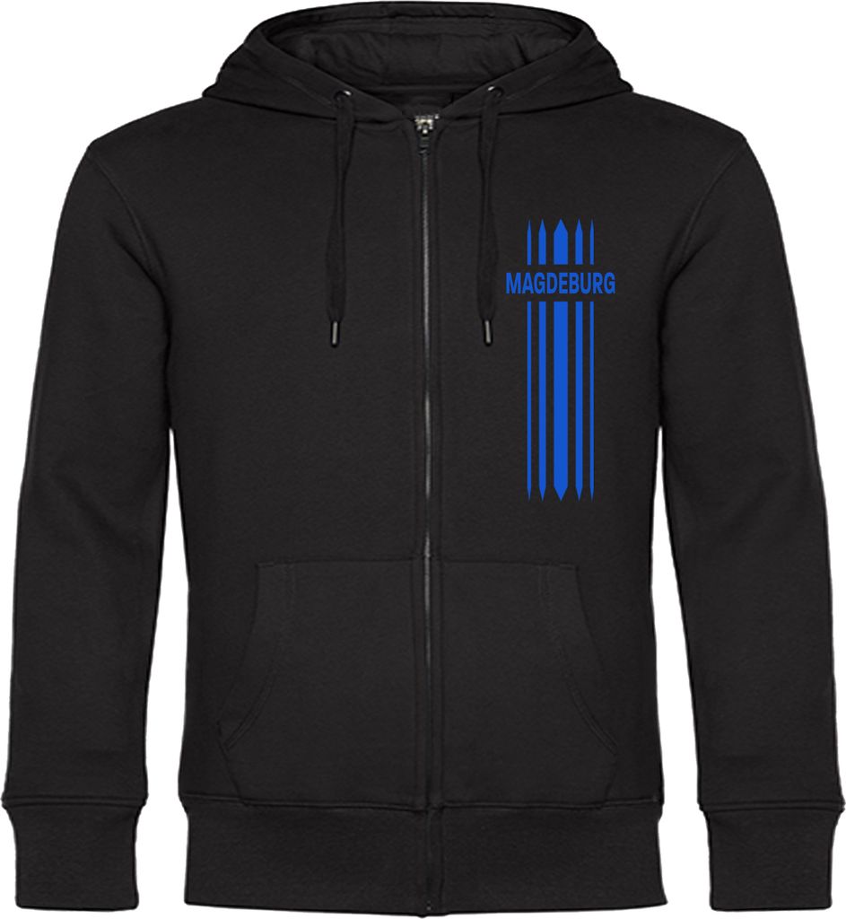 multifanshop Kapuzen Sweatshirt Jacke - Magdeburg - Streifen, schwarz, Größe 3XL