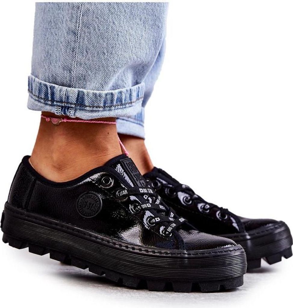 Modische Lackierte Sneakers Big Star KK274044 Schwarz 37