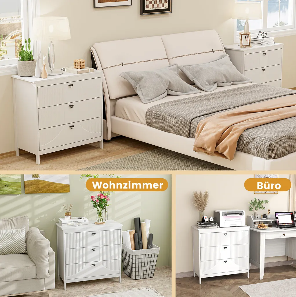 Table d'accent avec espace de rangement, commode blanche pour la chambre - 6
