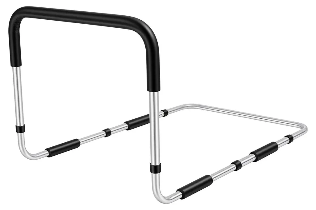 Barre d'appui de lit réglable 46-56 cm en acier noir avec sangle