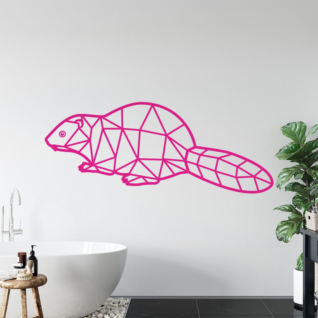 Biber Polygon Wandtattoo Wandaufkleber Wall Sticker - Dekoration, Küche, Wohnzimmer, Schlafzimmer, Badezimmer