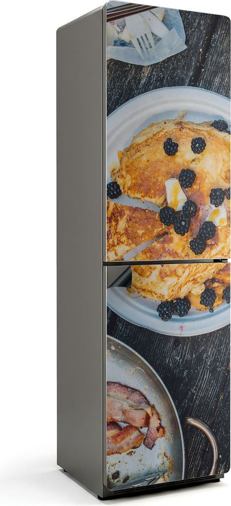 Leckere Pfannkuchen mit Früchten – Magnetische Kühlschrank Abdeckung – Dekorfolie magnetisch Küche – Kühlschrank Magnet Deko – selbstkl...