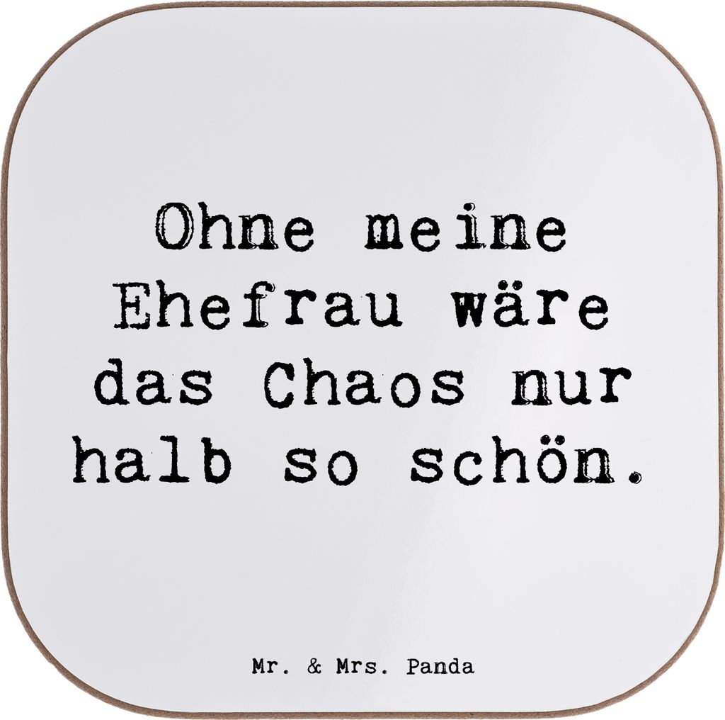 Mr. & Mrs. Panda Bierdeckel bedruckt Ehefrau Chaos - Weiß - Geschenk, Personalisierte Untersetzer, personalisiert, Familie, Beziehung, Humor, Freu...