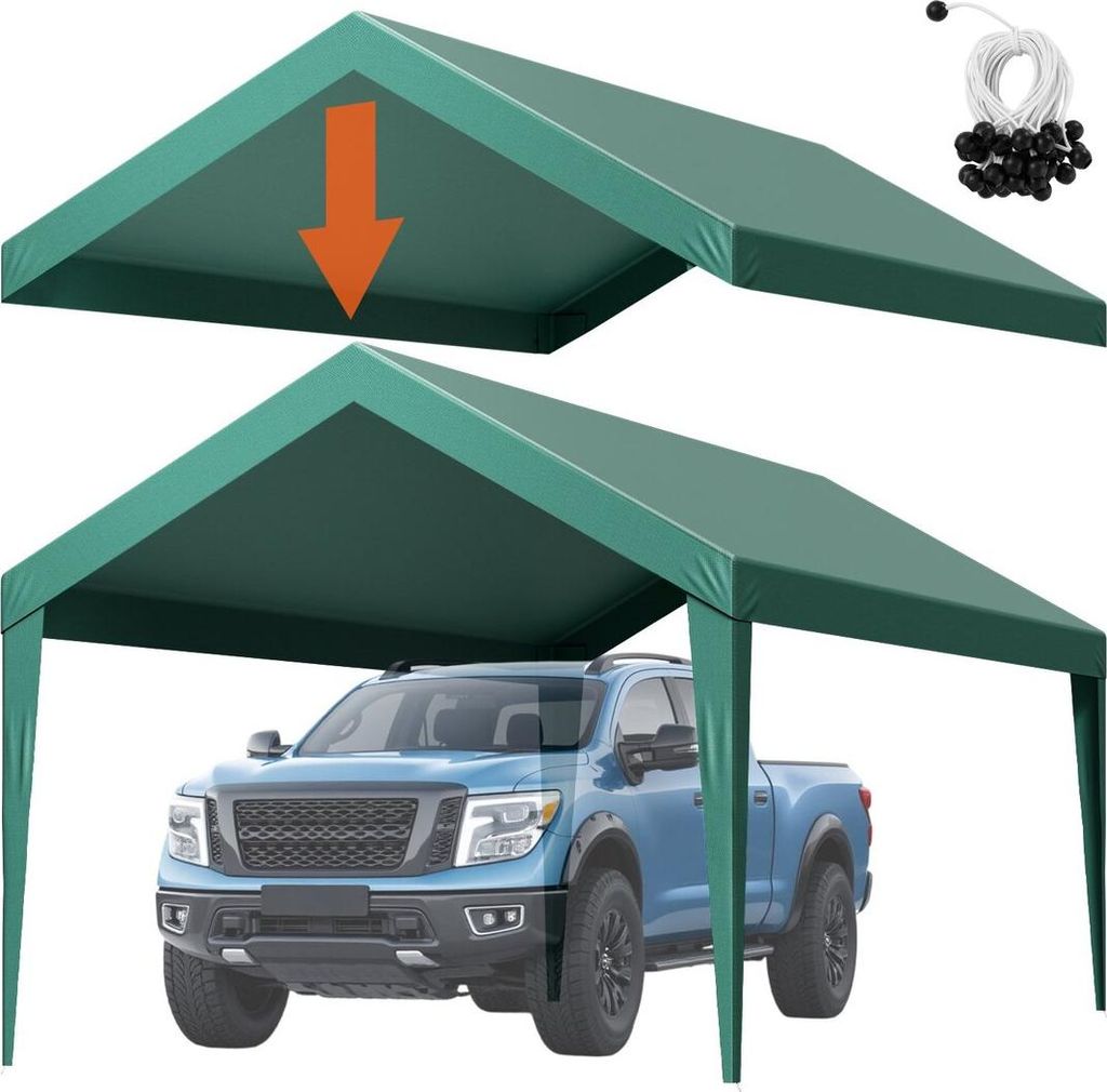 Carport-Ersatzüberdachung, 3 x 6 m tragbares Garagenzelt-Dachplane, UV-beständige und wasserdichte Autoüberdachungsplane, strapazierfähige Carp...