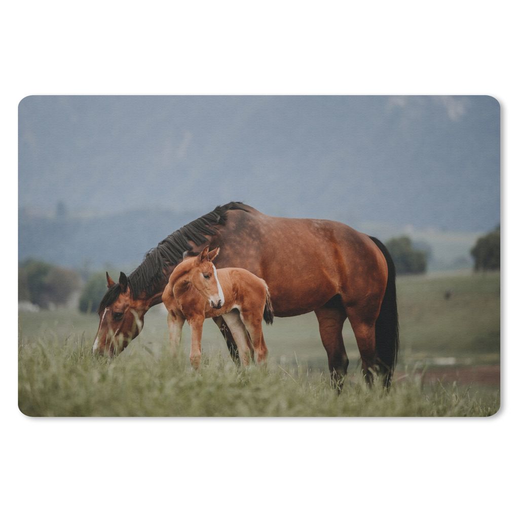 MuchoWow Mauspad Mousepad Pferde - Fohlen - Natur 27x18 cm - Mousepads - Maus Mat - Pad - Mausunterlage - Büroartikel - Desk Matten