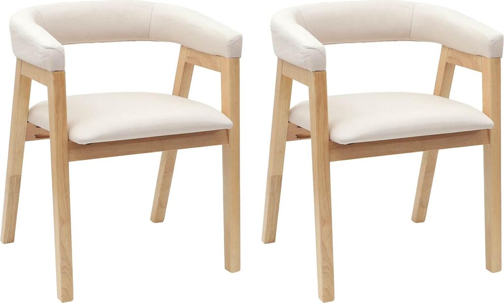 vidaXL Esszimmerstühle 2 pcs Natur 54 x 57 x 73 cm Massives Gummiholz