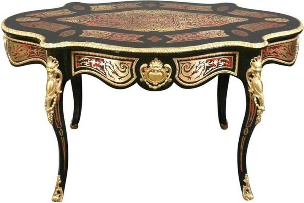 Casa Padrino Barock Boulle Sekretär Oval - Handgefertigt aus Massivholz - Barock Schreibtisch Büro Möbel
