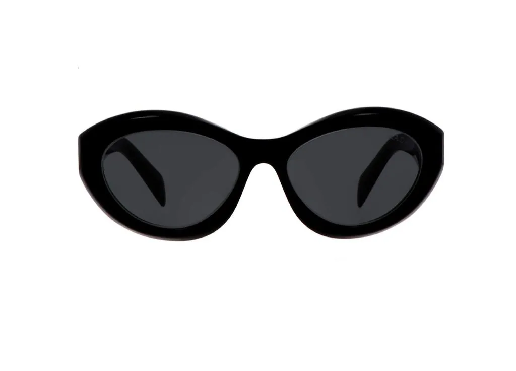 Lunettes de soleil Prada PR26ZS 16K08Z ovales en acétate noir et gris