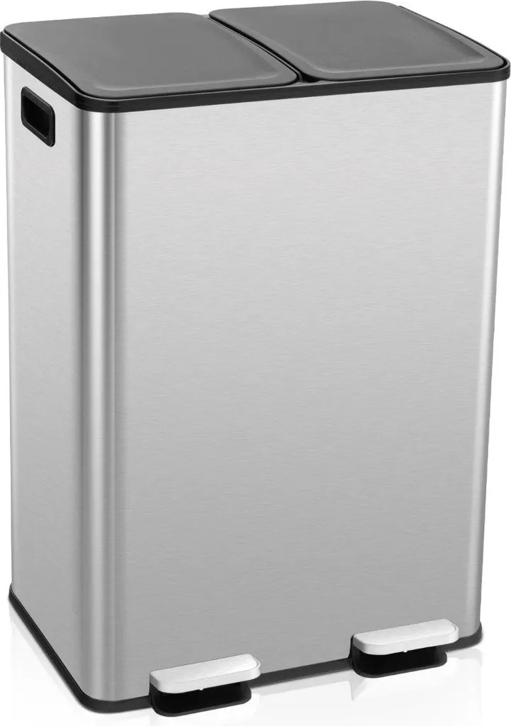 Poubelle double 2x30L anti-odeur et silencieuse pour tri sélectif