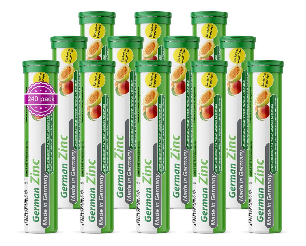 German Zink Brausetabletten 12x20 Stk. Pfirsich-Maracuja Produktbild 