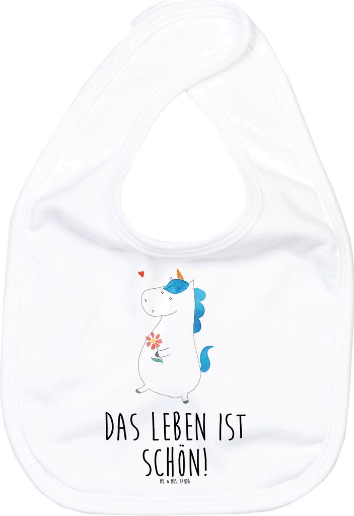 Mr. & Mrs. Panda Lätzchen Einhorn Spaziergang - Weiß - Geschenk, Babylätzchen, Für Babys, Blumen, Schlabberlatz, Mutter, Baumwoll-Lätzchen, Ei...