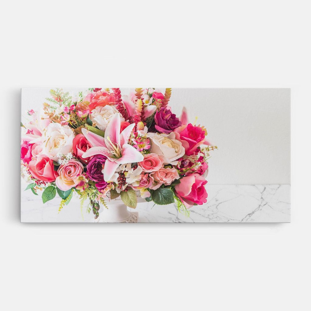 ARTHUB Leinwandbild 60x120 cm, Bouquet Flowers Vase | Wohnzimmerdekoration, Hängende Bilder, Wanddekoration, Heimdekoration, Blumen, Blumenstrauß