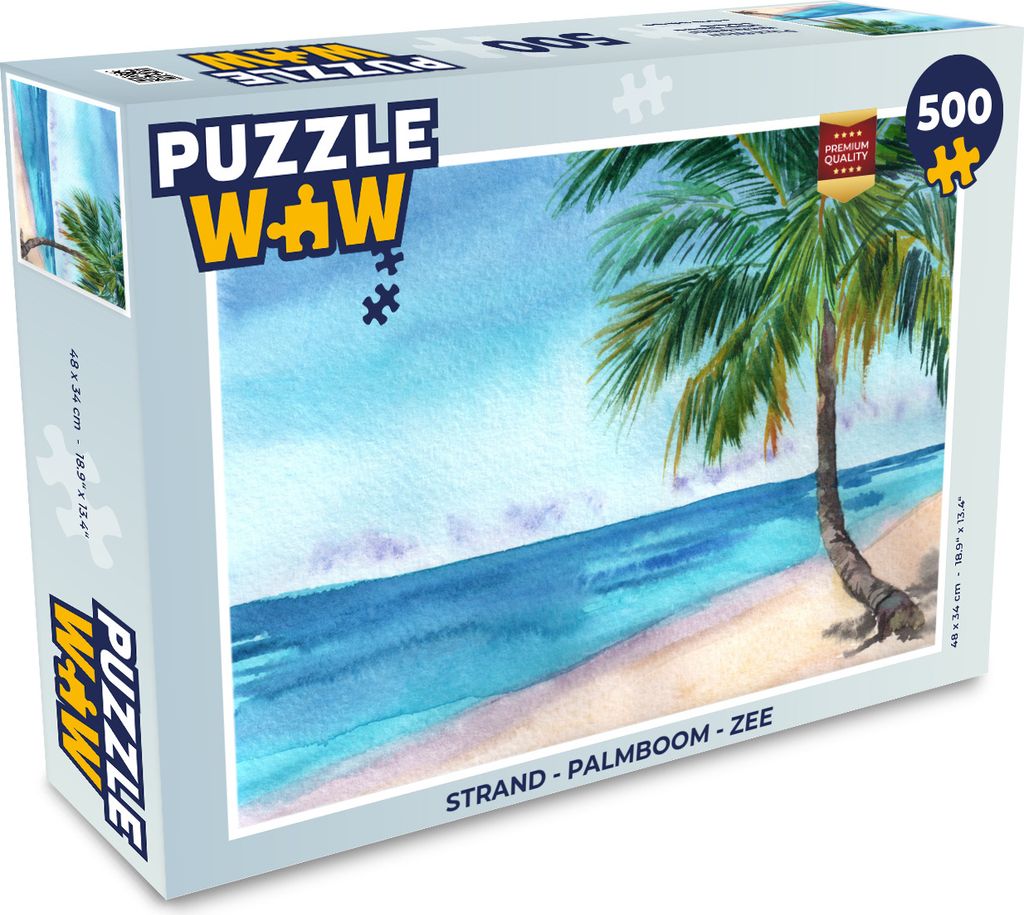 MuchoWow Puzzle 500 Teile Strand - Palme - Meer - 500 Teile - Kinder - Selberbauen - Puzzlespiele
