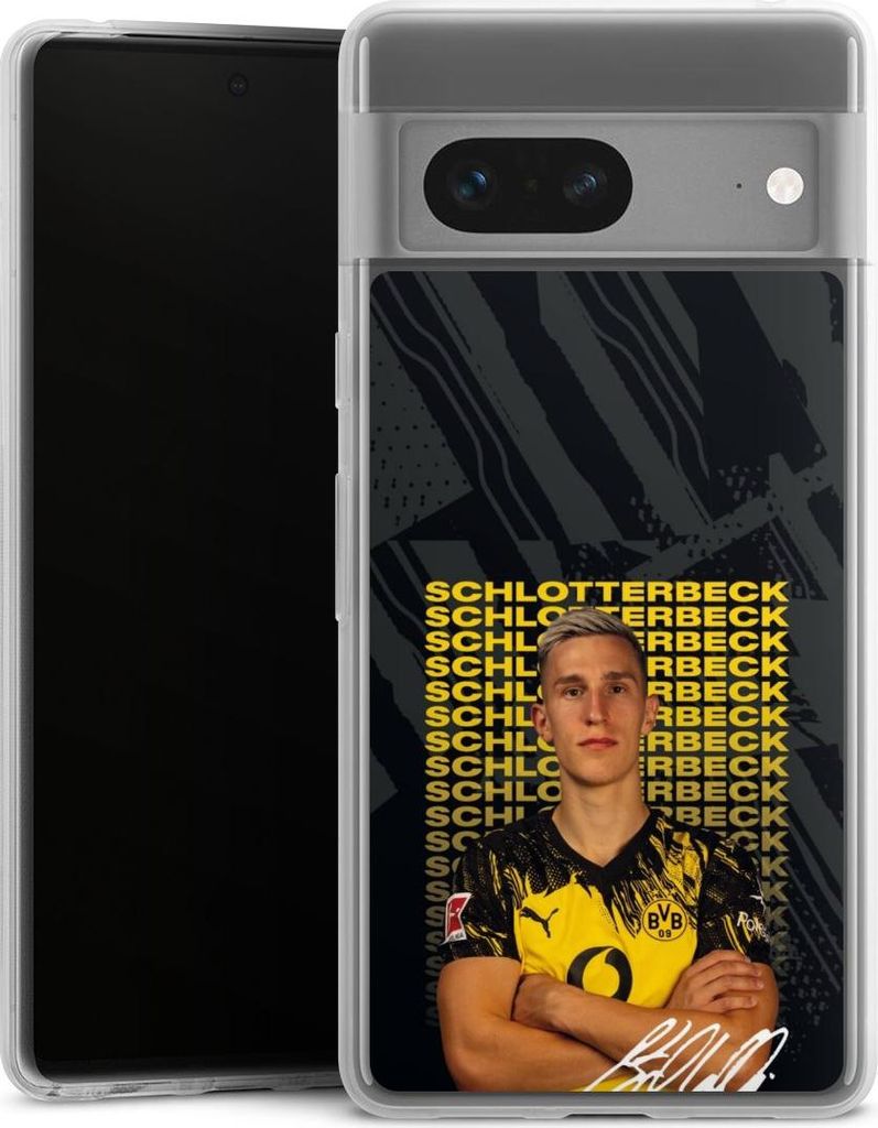 DeinDesign Slim Hülle für Google Pixel 7 Silikon Case Ultra Dünn Handyhülle BVB Borussia Dortmund Nico Schlotterbeck