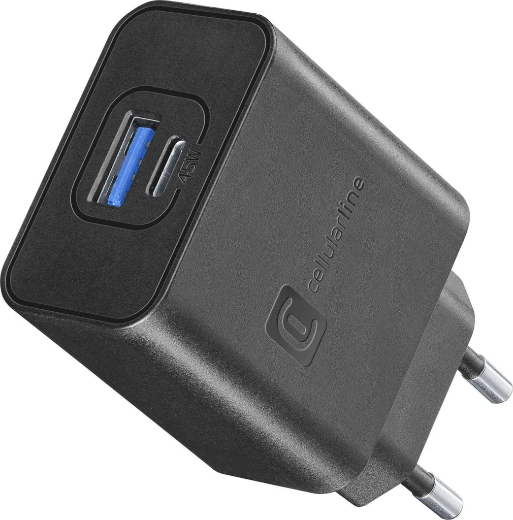 Cellularline ACHSMUSB2PD45WK Chargeur Secteur USB-C 45W Noir Ultra Rapide