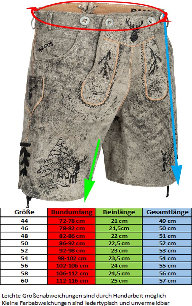 PAULGOS Herren Trachten Lederhose Kurz - HK5 ANTIK - Echtes Produktbild 4