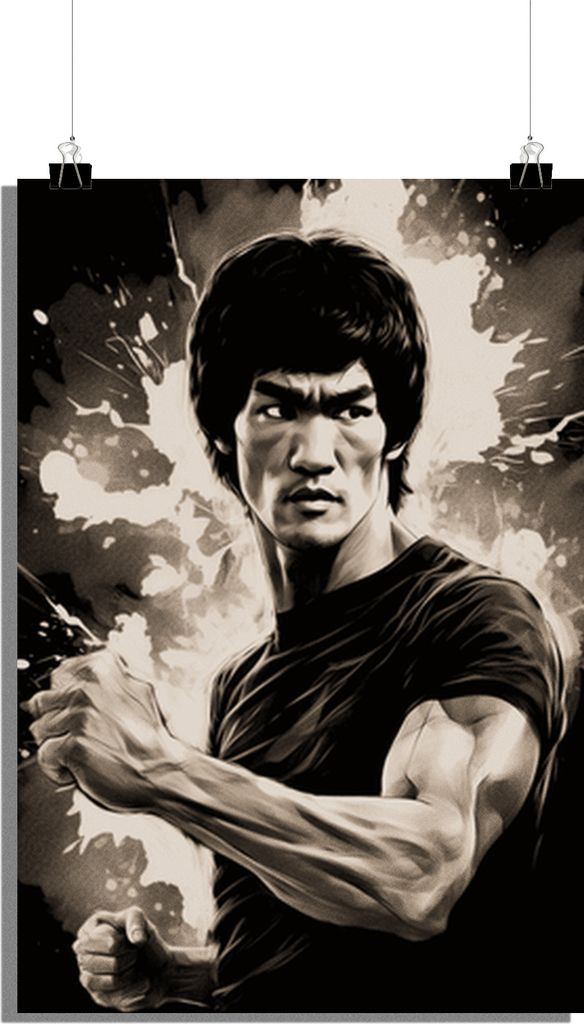 Bruce Lee Poster - Schwarz-Weiß Poster - Legende des Films Poster - Filmposter - 61x91cm - Perfekt zum Einrahmen