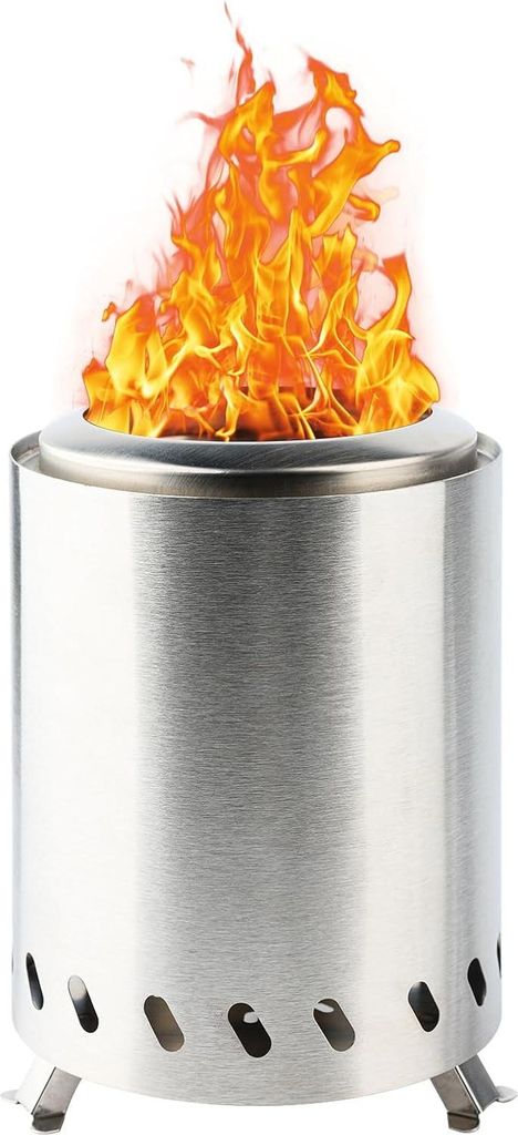 Tischfeuerstelle - Edelstahl, wenig Rauch, mit abnehmbarem Aschebehälter & Tragetasche, 15x15x19cm, Mini tragbare Feuerstelle für Camping im Frei...